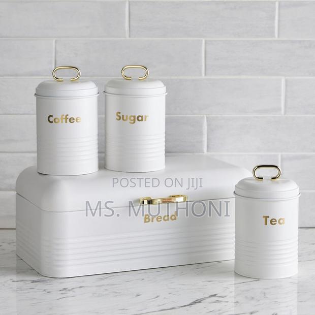 3 Pieces Stainless Steel Coloured Bread Bin Set
