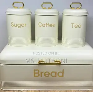 3 Pieces Stainless Steel Coloured Bread Bin Set