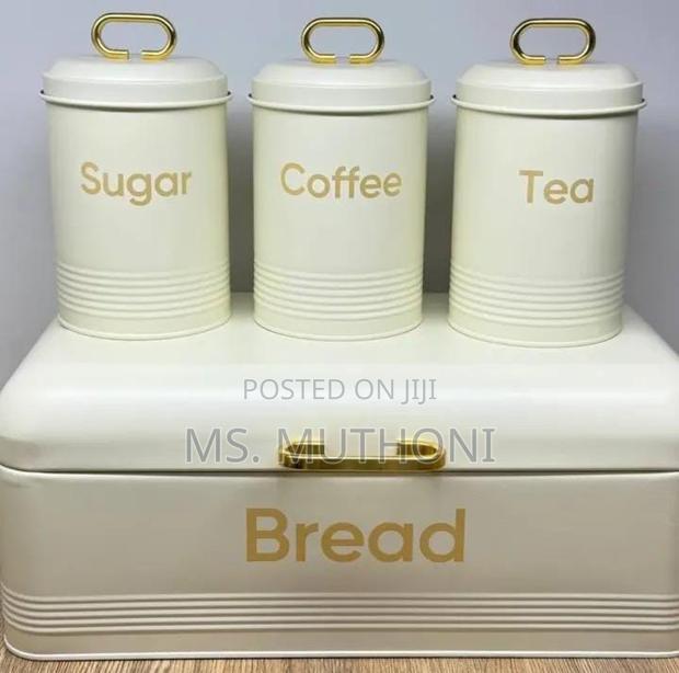 3 Pieces Stainless Steel Coloured Bread Bin Set - thumbnail 4