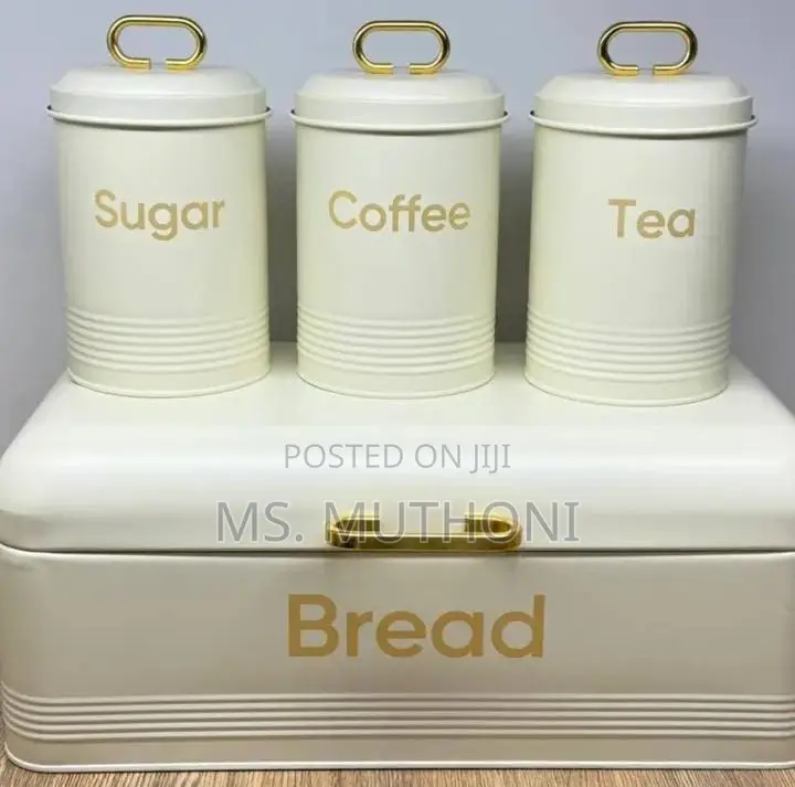 3 Pieces Stainless Steel Coloured Bread Bin Set