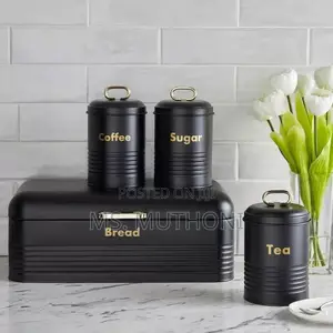 3 Pieces Stainless Steel Coloured Bread Bin Set