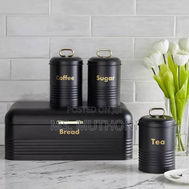 3 Pieces Stainless Steel Coloured Bread Bin Set - thumbnail 2