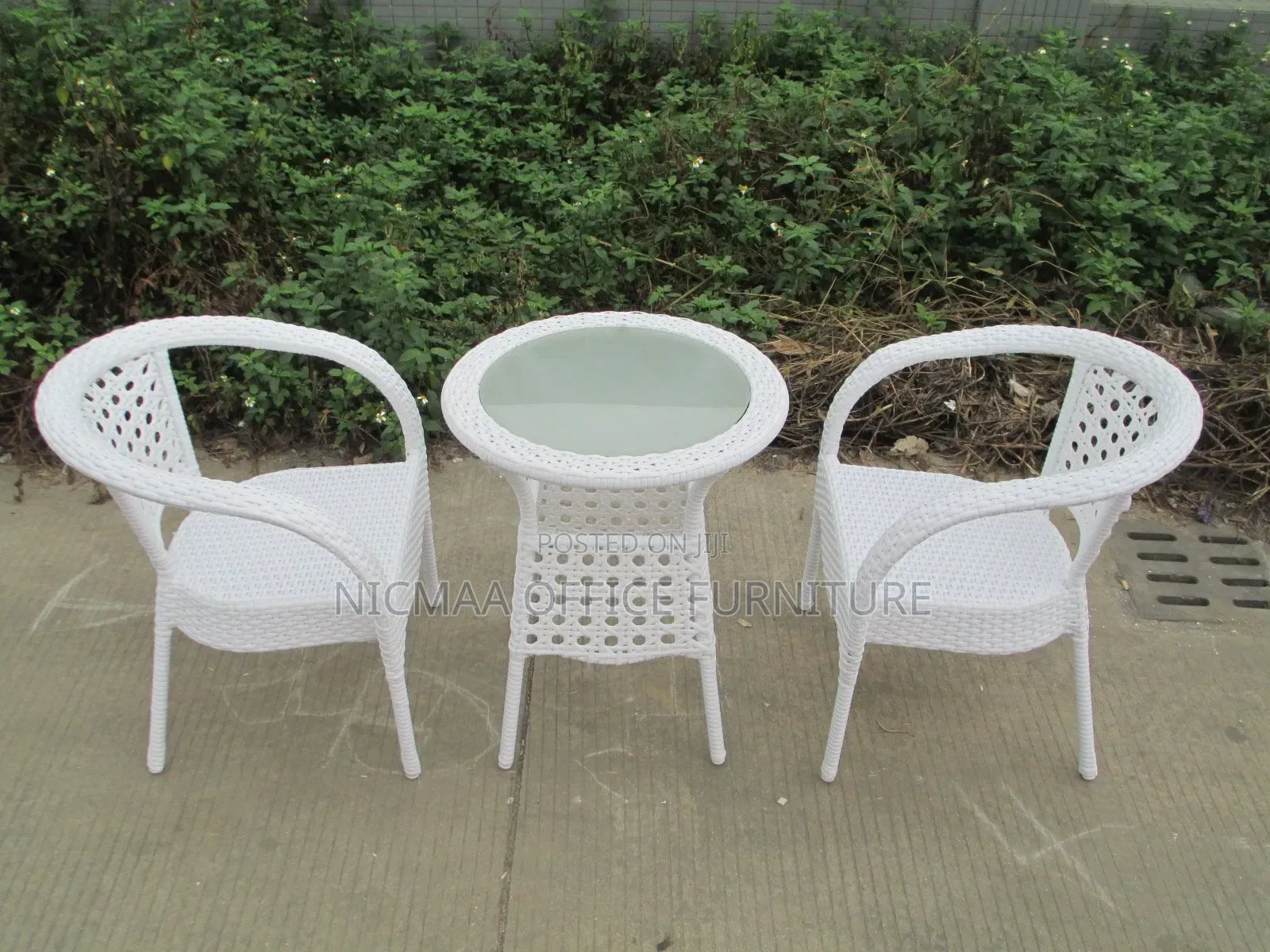 Serene Outdoor Balcony Chair Table Set (White)