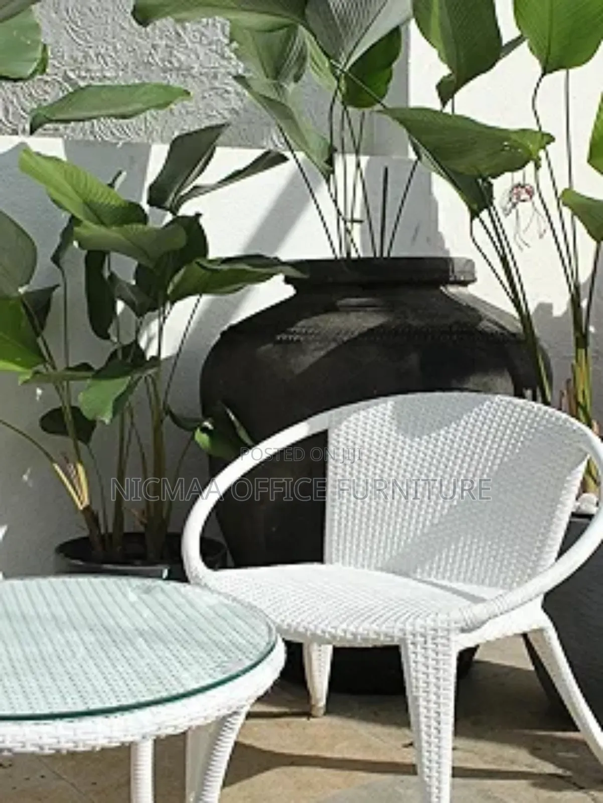 Serene Outdoor Balcony Chair Table Set (White)