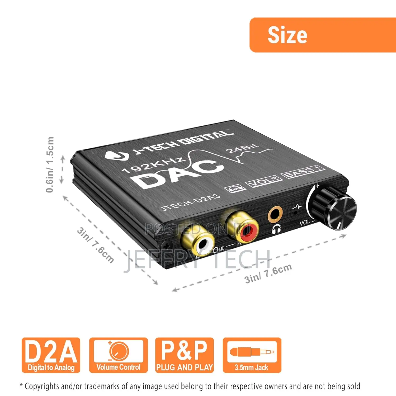 J-Tech Digital to Analog Audio Converter With Headphone Ampl