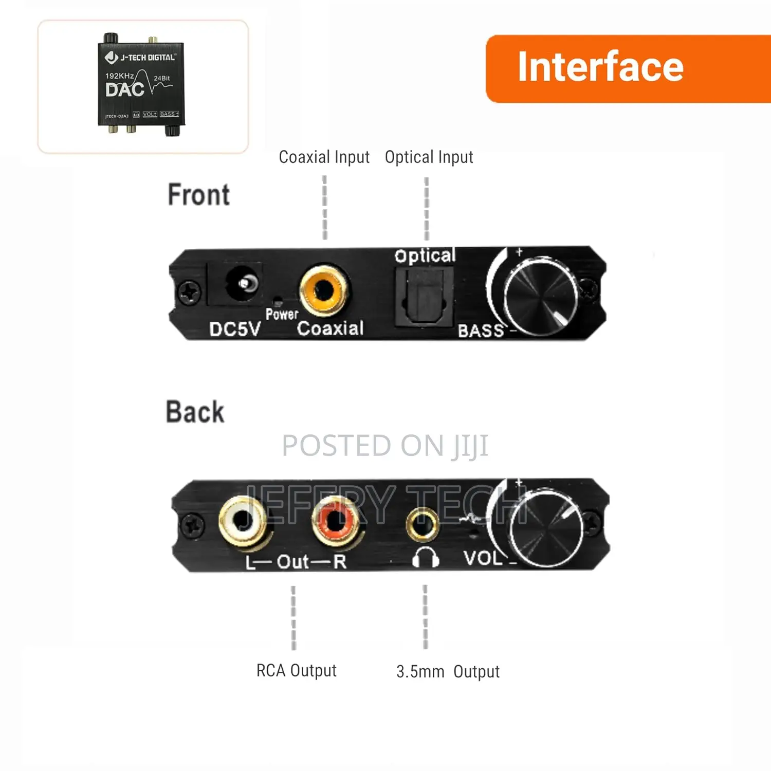 J-Tech Digital to Analog Audio Converter With Headphone Ampl