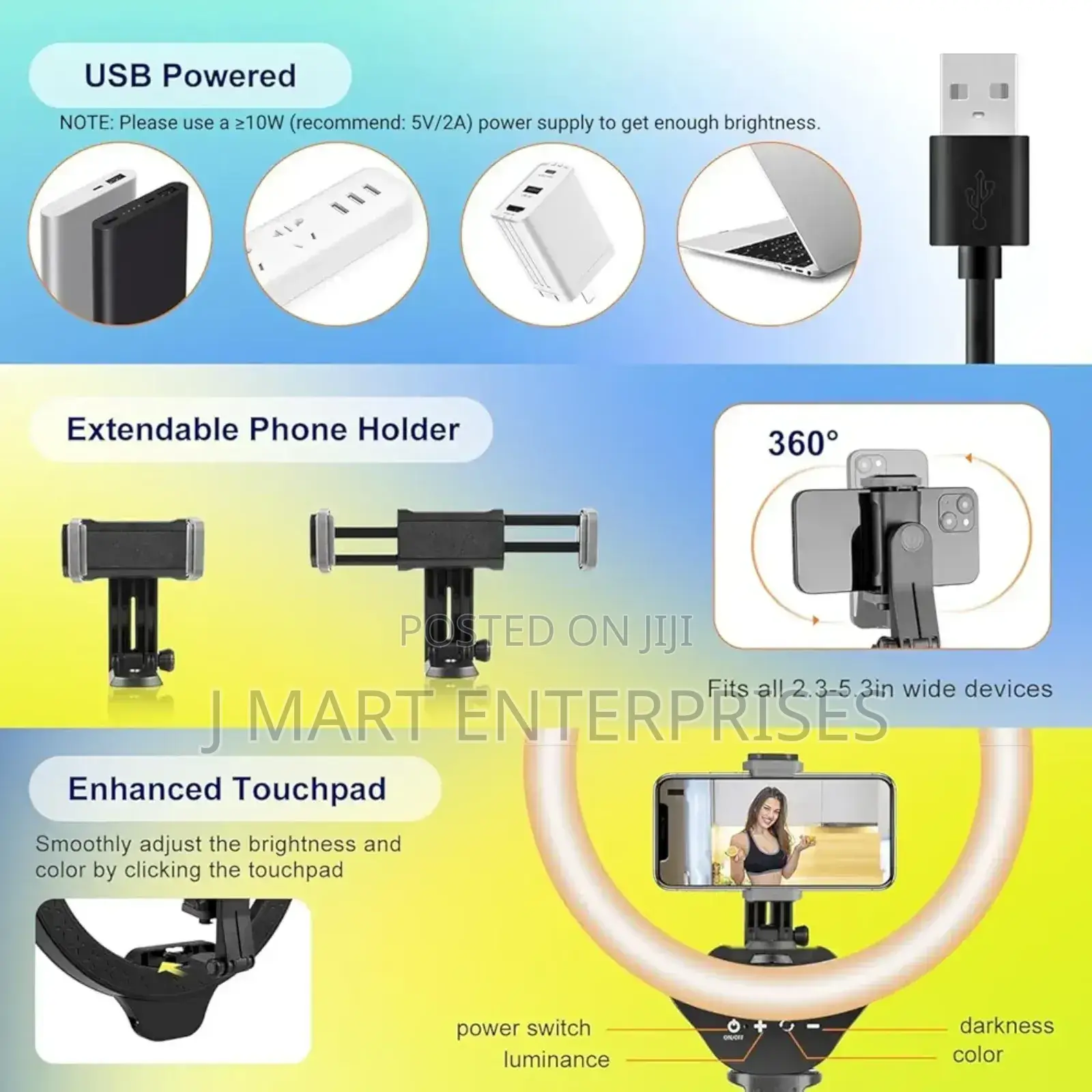 21'' Selfie Ring Light With Tripod Stand and Phone Holder Professional
