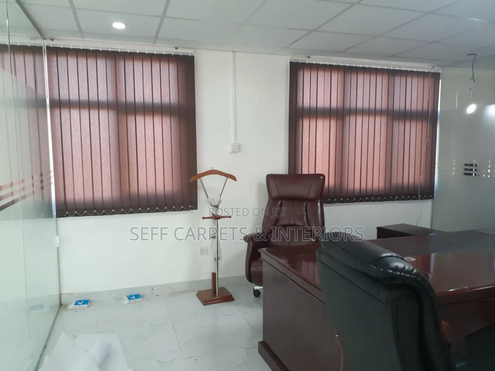 Window Blinds for Office Space Maroon and Brown