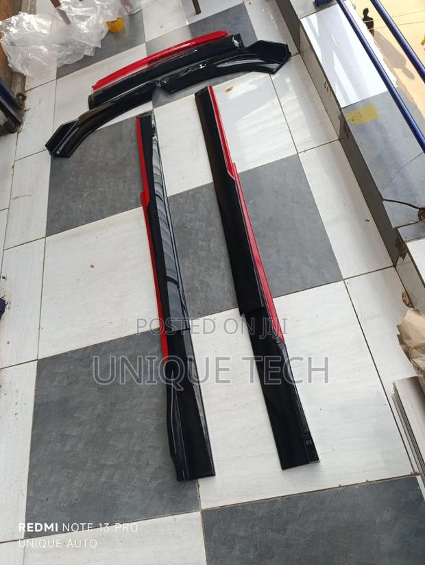 3pcs Bumper Lip Skirt / Black With Red Detail Kit