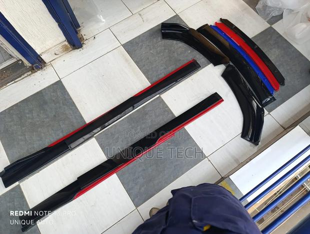 Red, Blue-Accent Bumper Lip +Universal Side Skirts
