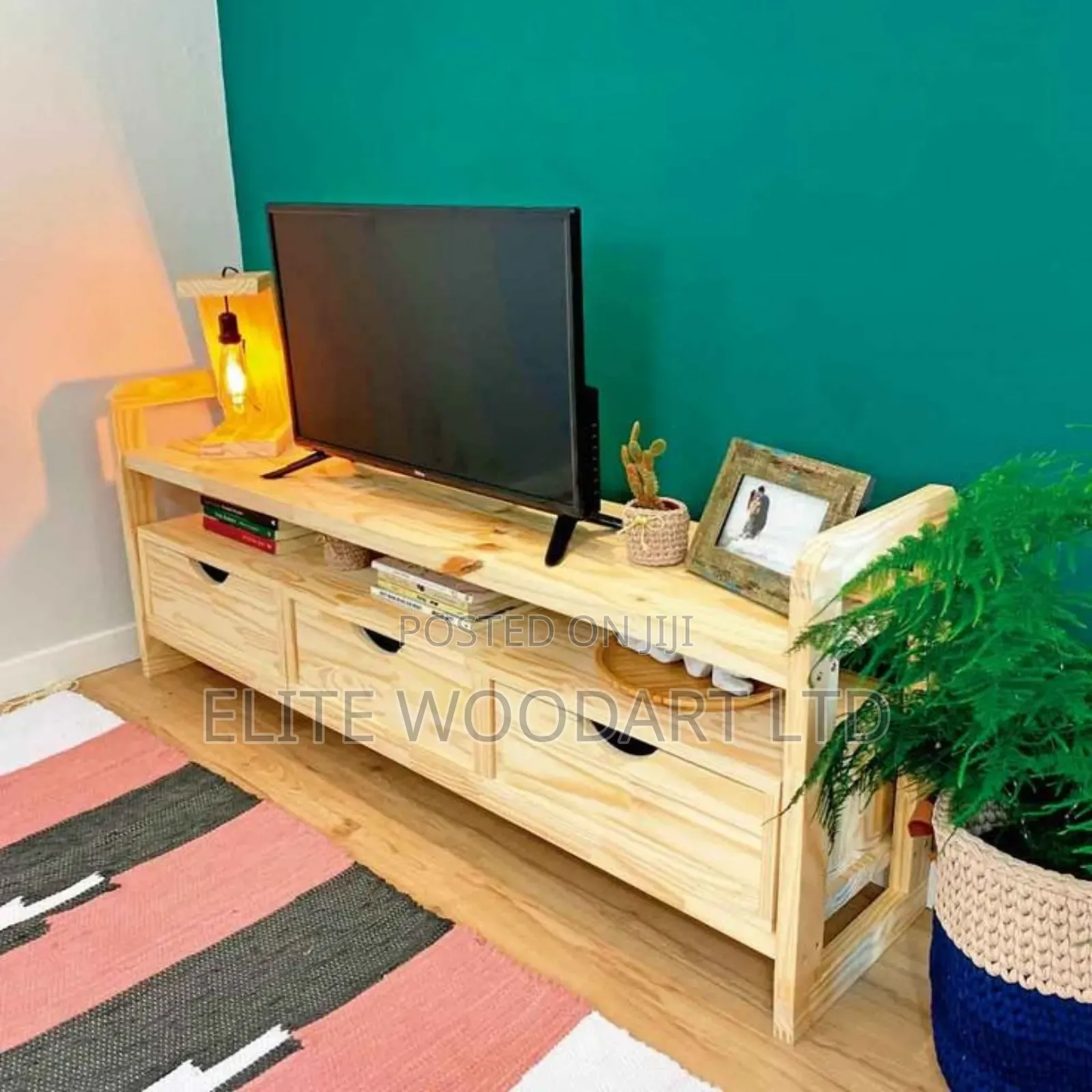 Natural Solid Wood Tv Stand