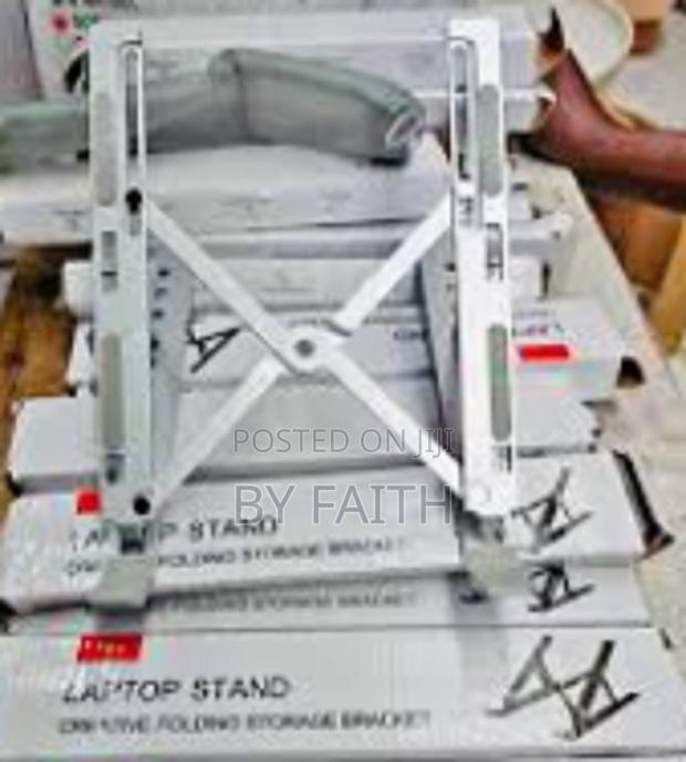 Foldable Silver Metallic Laptop Stand Bracket. - main view