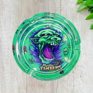 Mystic Timbers Zombies Party Round Premium Glass Ash Tray