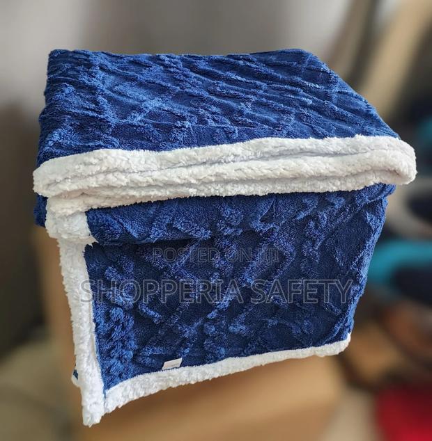 Navy Blue Fleece Woolen Blanket - main view