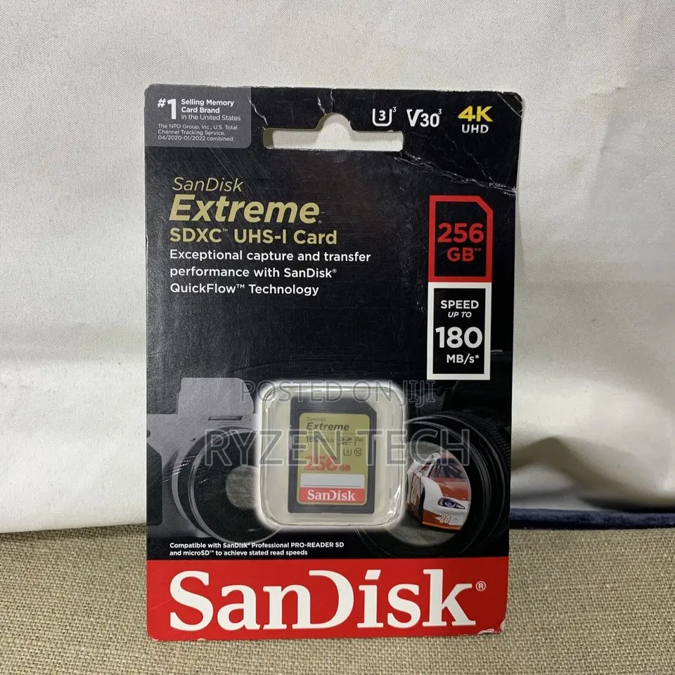 Sandisk 256gb Extreme Sd Card Up to 180mb/S 256gb Extreme