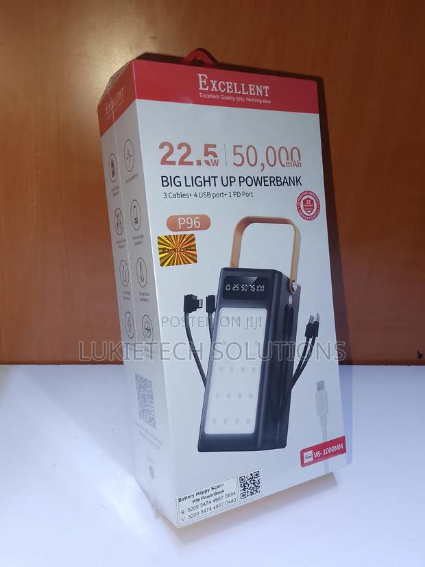 50000 Mah Excellent Power Bank,22.5 V, Attached Cables - main view