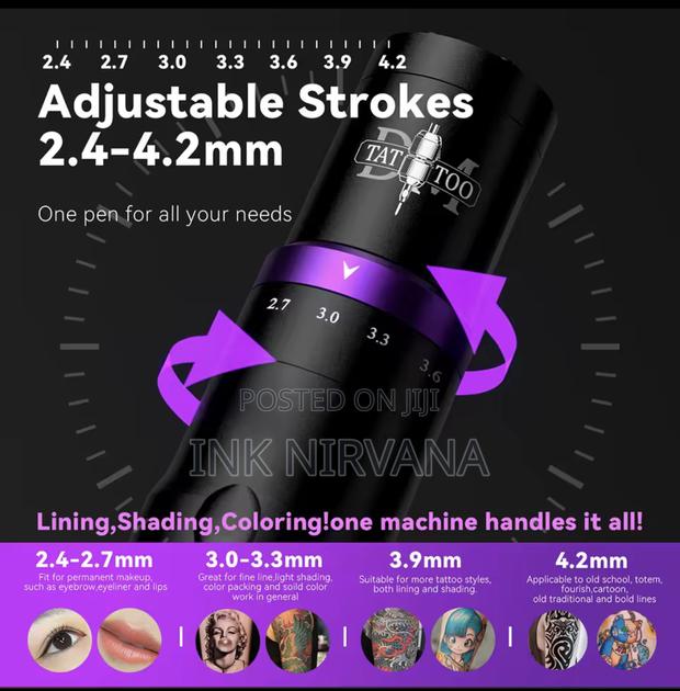 Gorilla Adjustable Stroke Tattoo Machine Pen Wireless Kit - thumbnail 6
