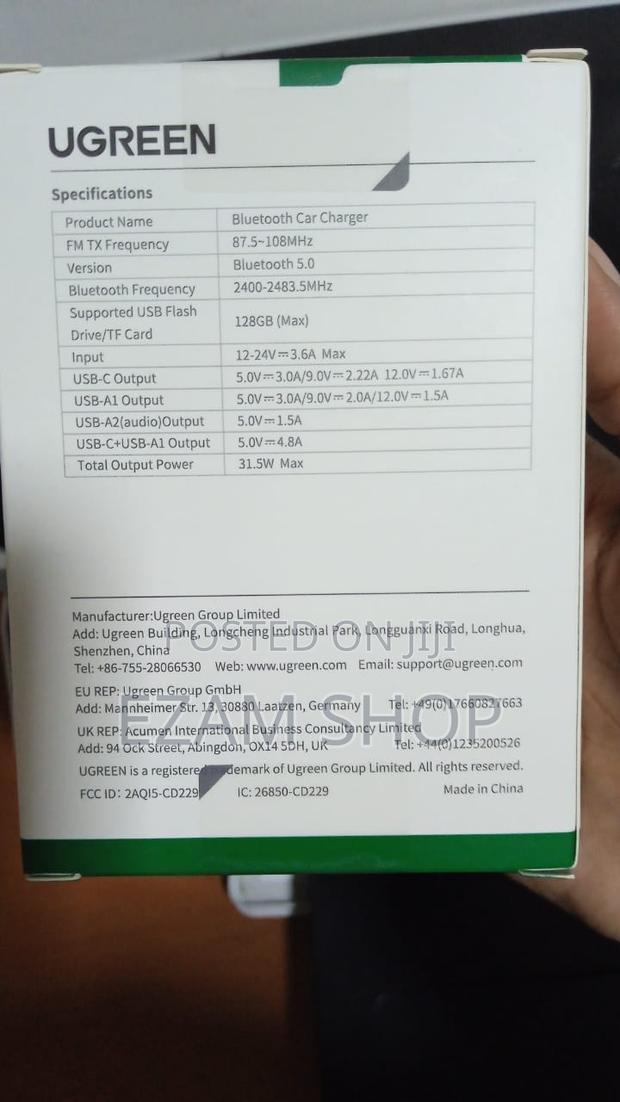 Ugreen Bluetooth Fm Transmitter Car Charger (Model Cd229) - thumbnail 3