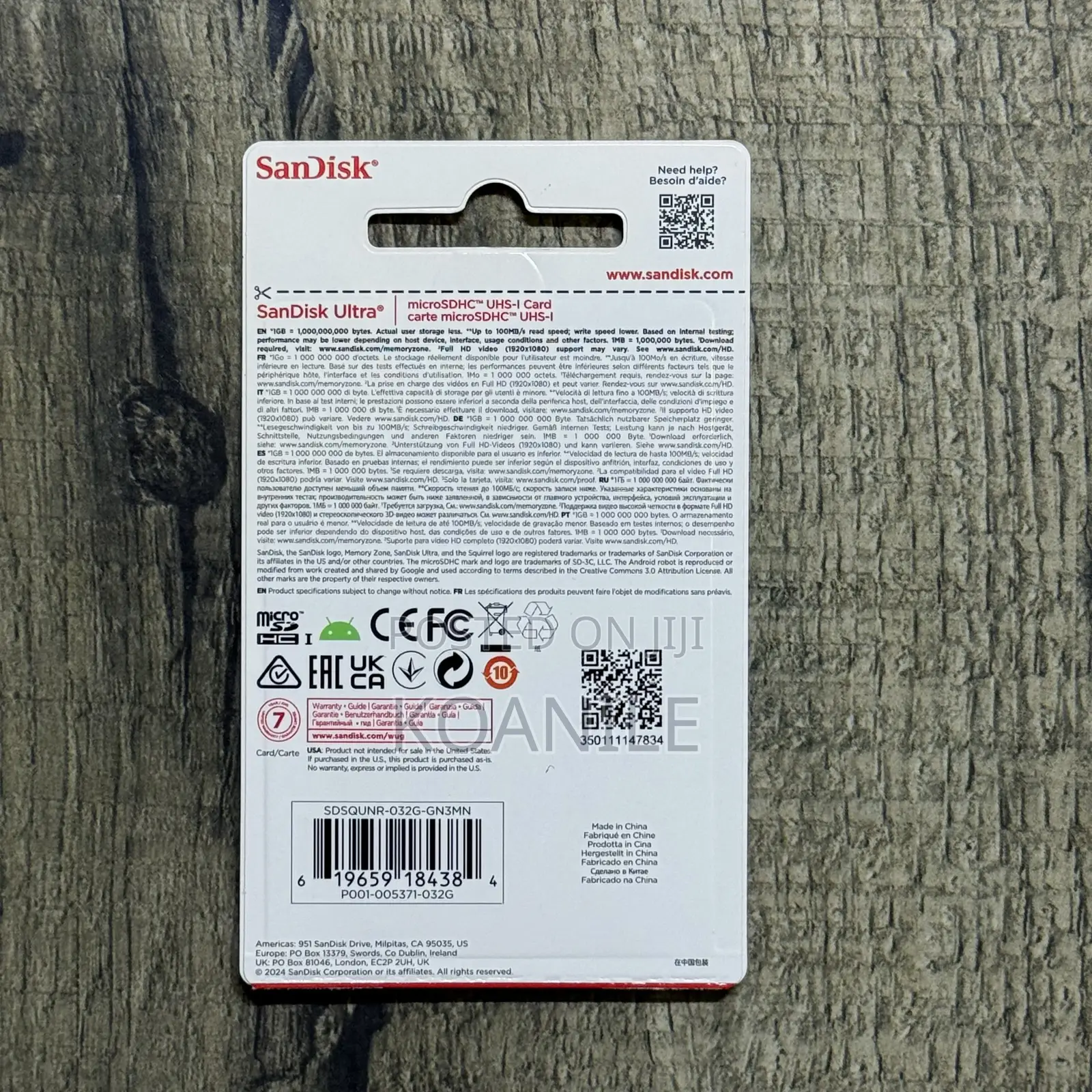 Sandisk 32 Gb Memory Card Authentic (Class 10)