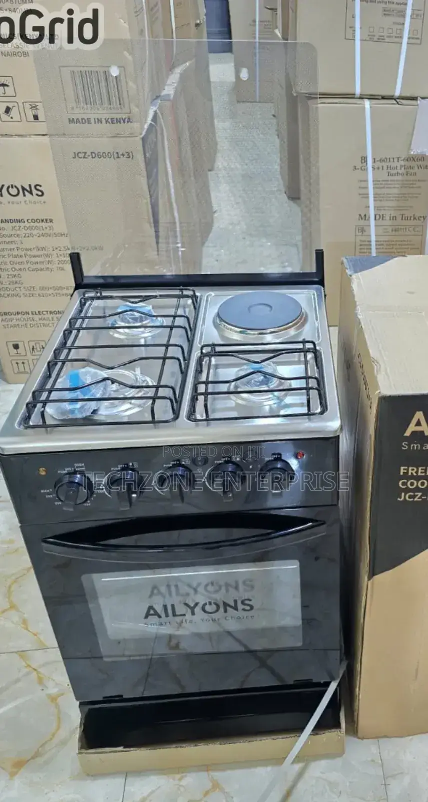 Ailyons Standing Cooker 3 G + 1 E, 50*55cm Electric Oven