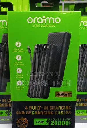 Oraimo Traveler Link 20 20000mah 12w Power Bank 20000mah