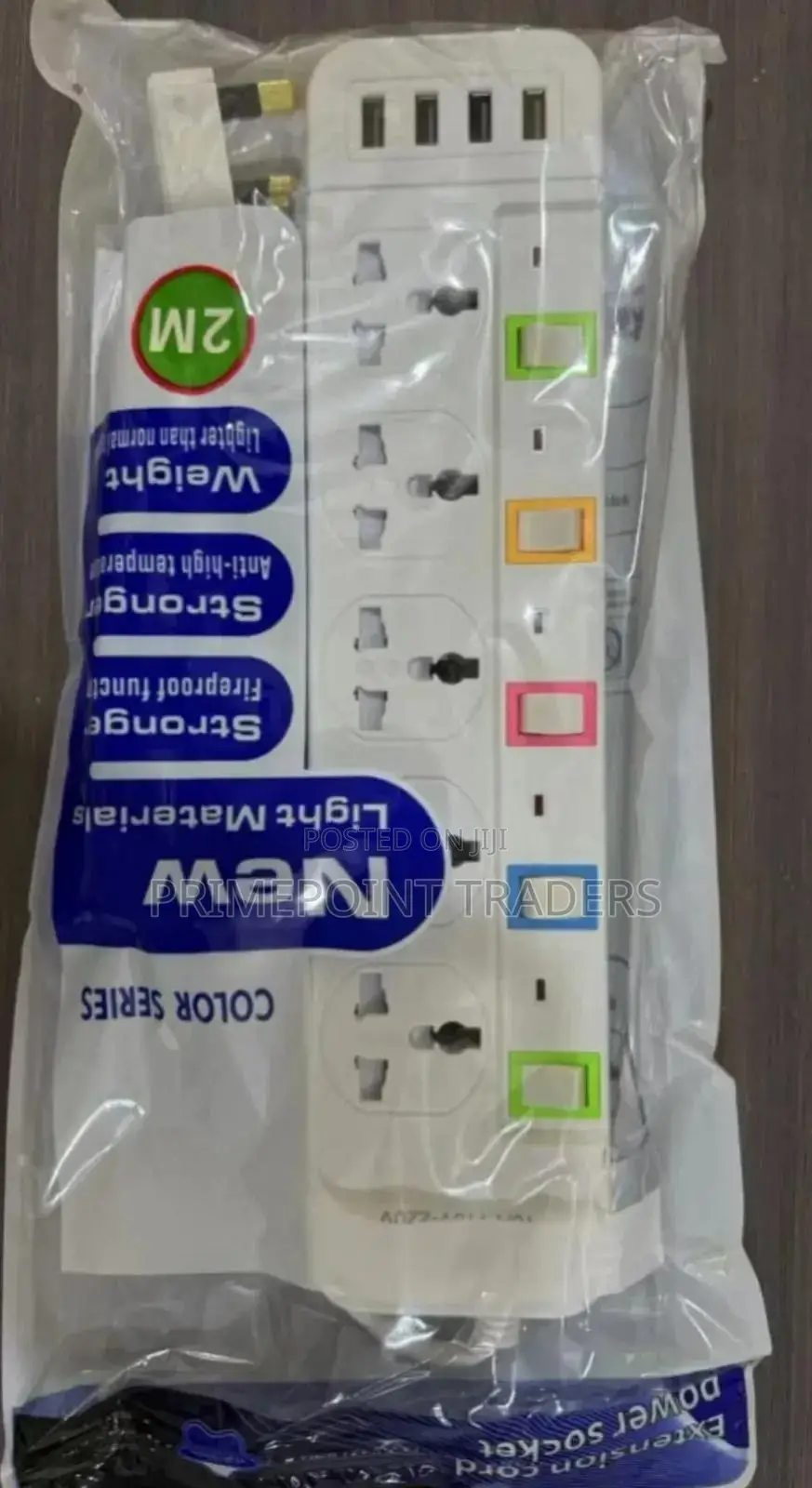 Color Series Power Socket Extension, 5 Ways With Usb Ports