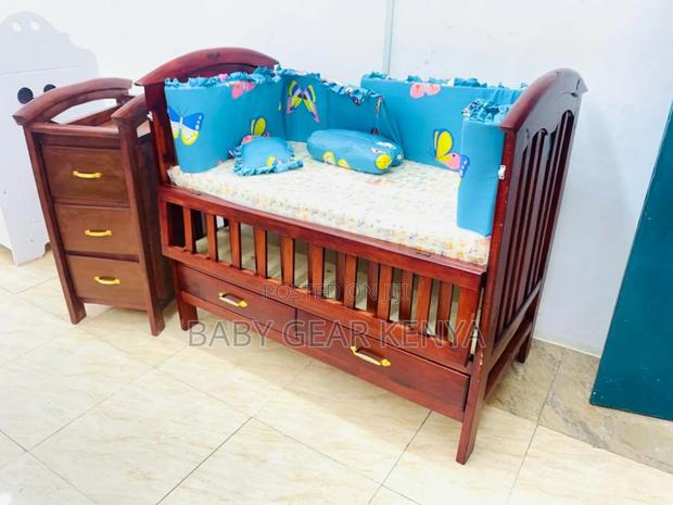 Full Mahogany Baby Cot Set - main view