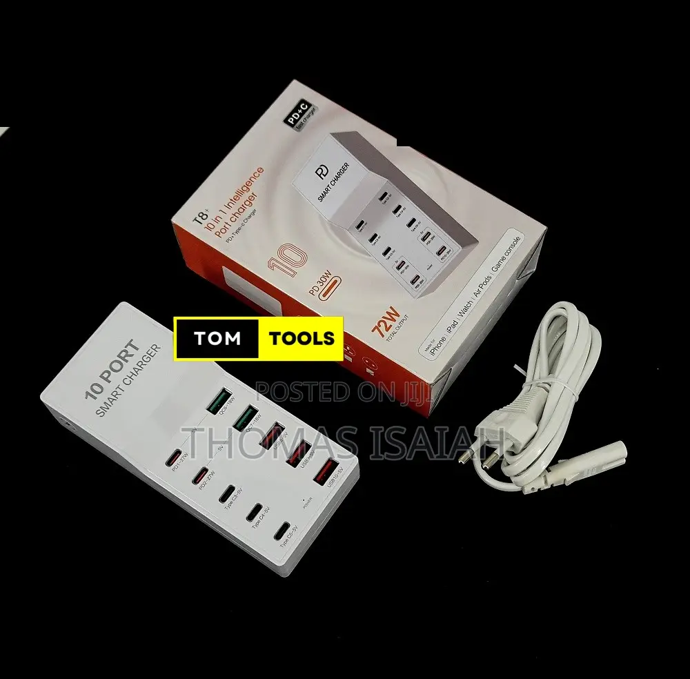 10 Usb Ports 72w Smart Fast Charger Station Power Adapter