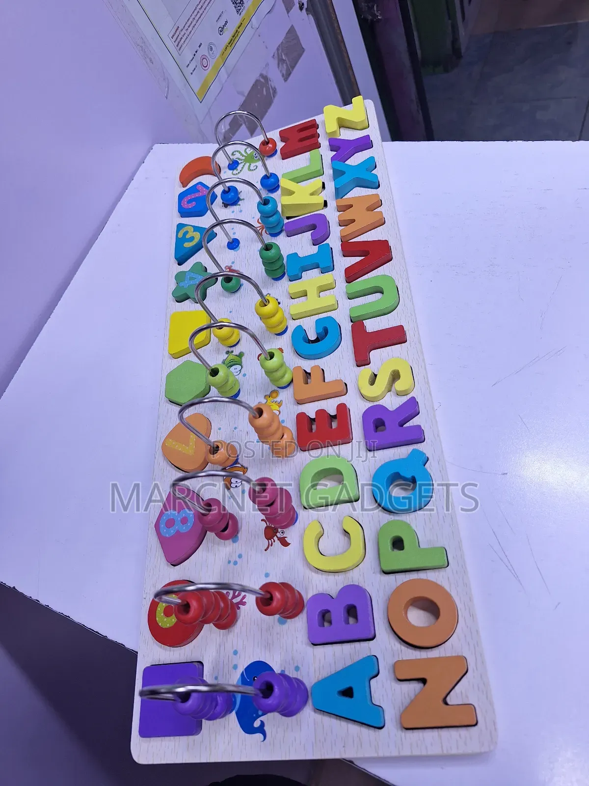 3 in 1 Kids Playing Set Abacus, Shapes and Alphabet Letters