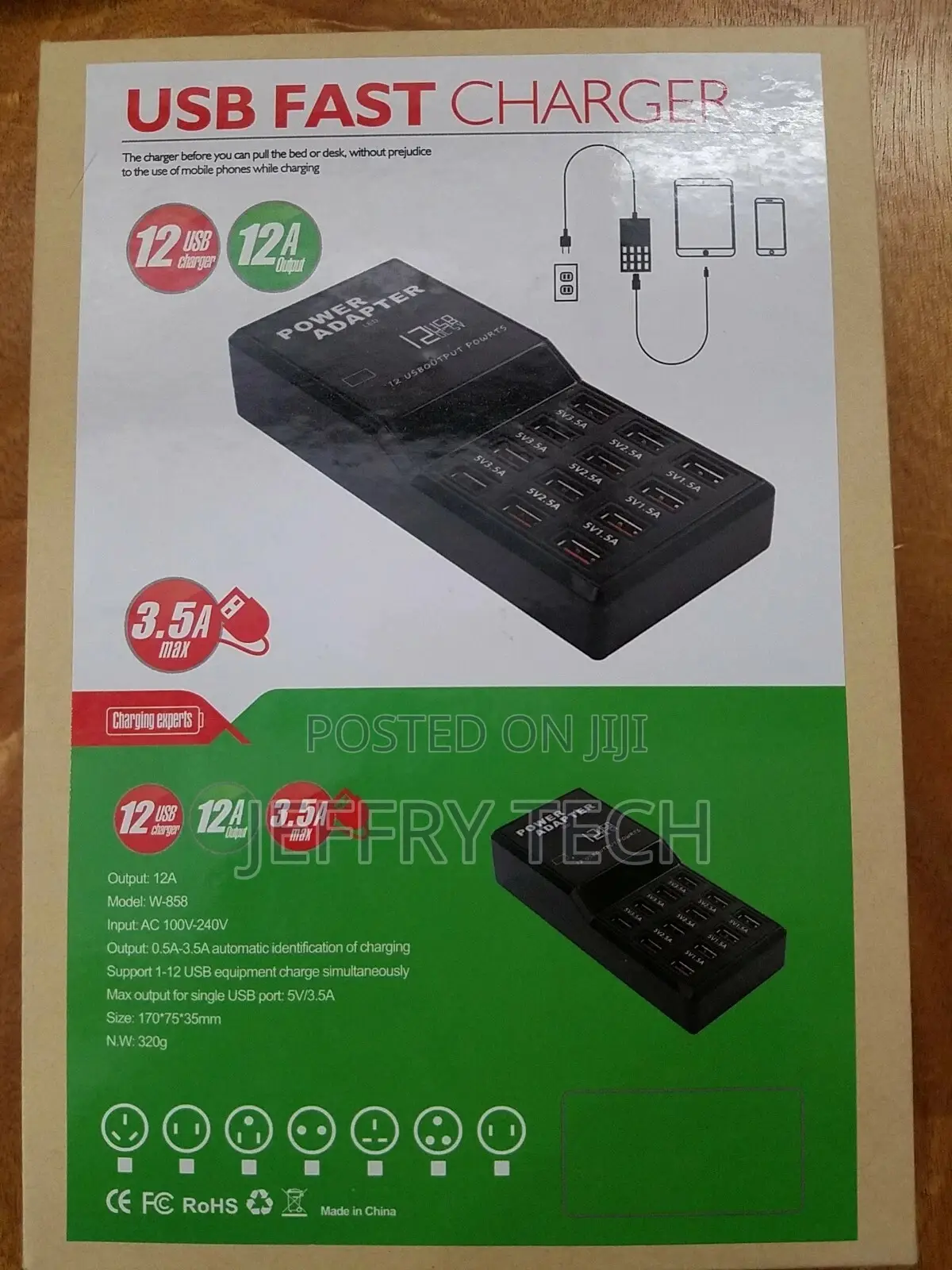 Multi 12 Port Fast Usb Charging Station Hub Desktop Wall Cel