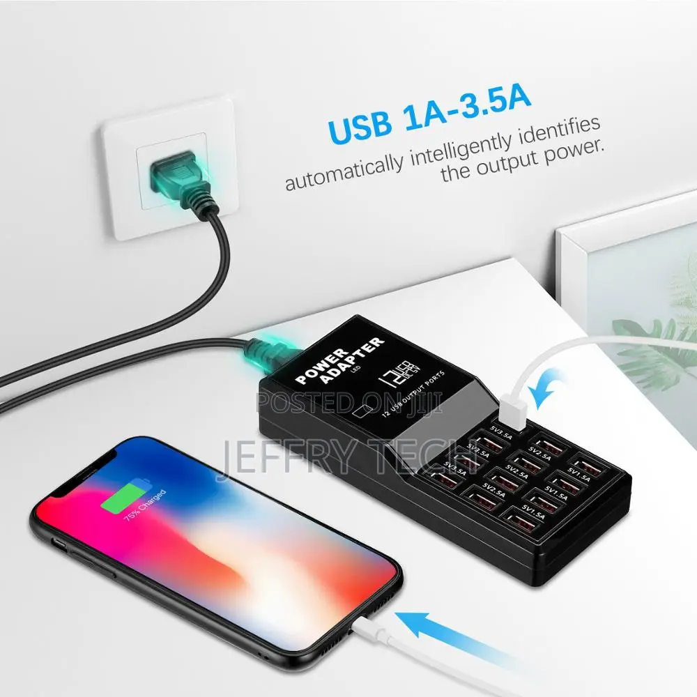 Multi 12 Port Usb Charging Station Hub Desktop Wall Mobile P