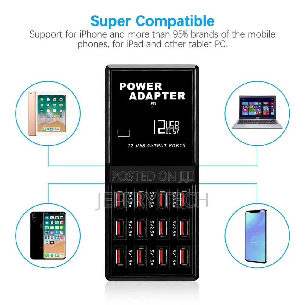 Multi 12 Port Usb Charging Station Hub Desktop Wall Mobile P