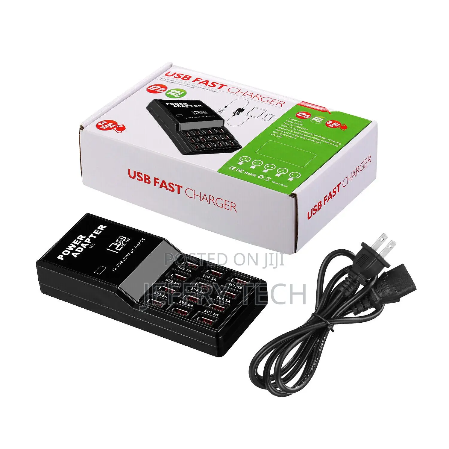 Multi 12 Port Usb Charging Station Hub Desktop Wall Mobile P
