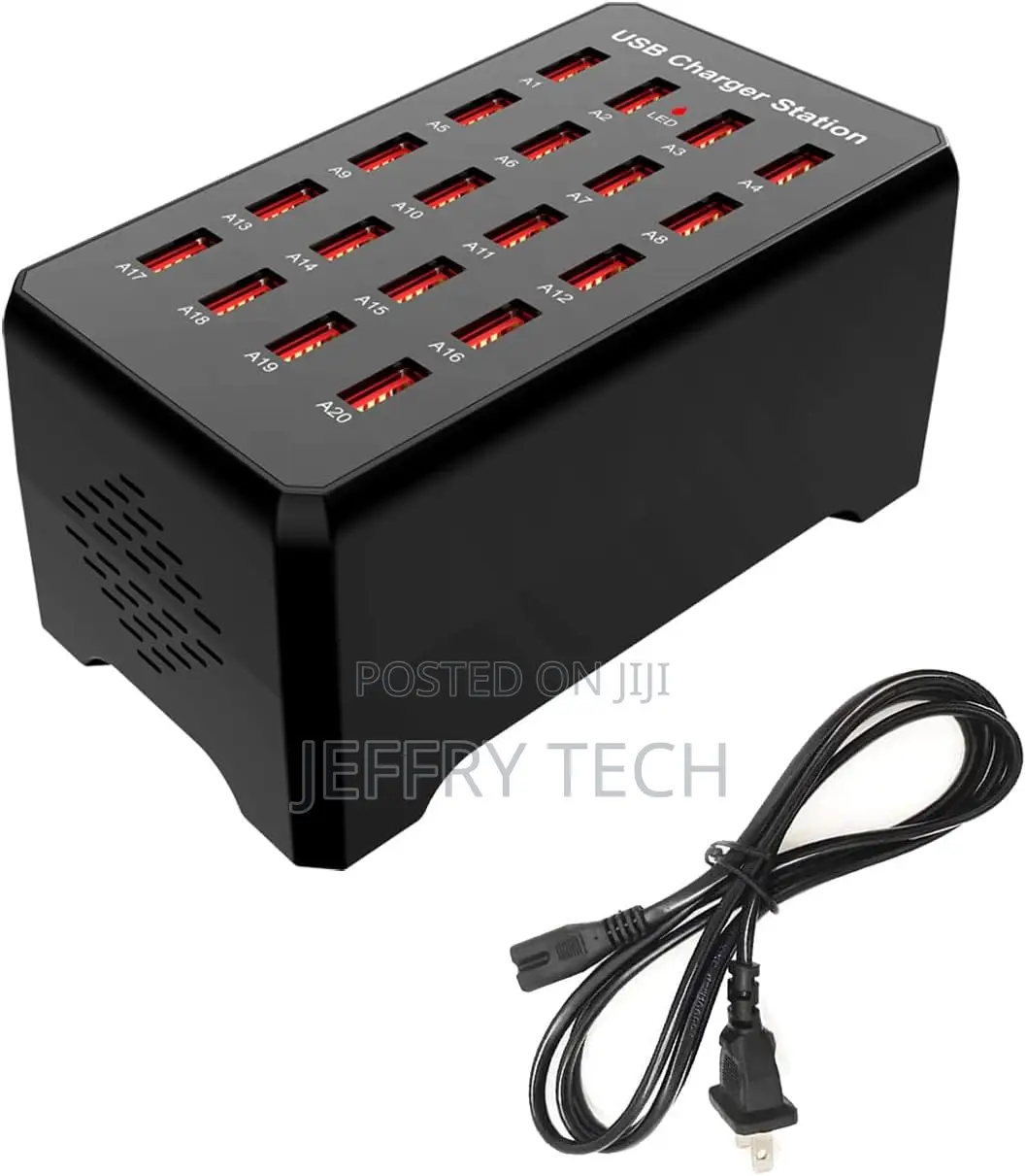20-Port Usb Charging Station for Smartphones, Tablets, and M