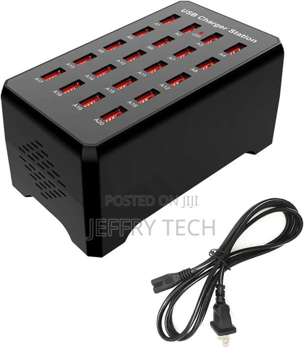 20-Port Usb Charging Station for Smartphones, Tablets, and M
