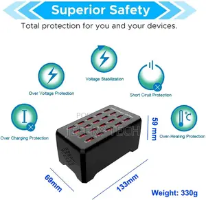20-Port Usb Charging Station for Smartphones, Tablets, and M