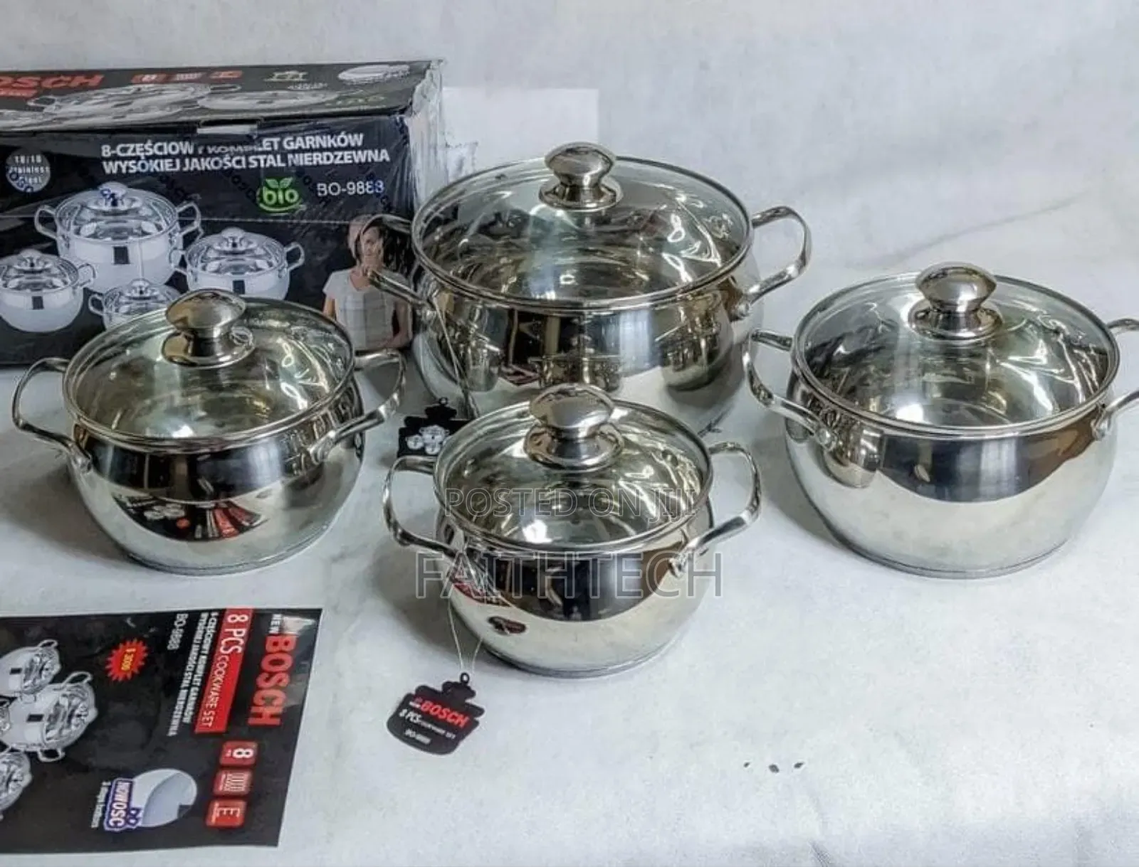 *Bosch High Quality Stainless Steel 8pcs Cookware Set*