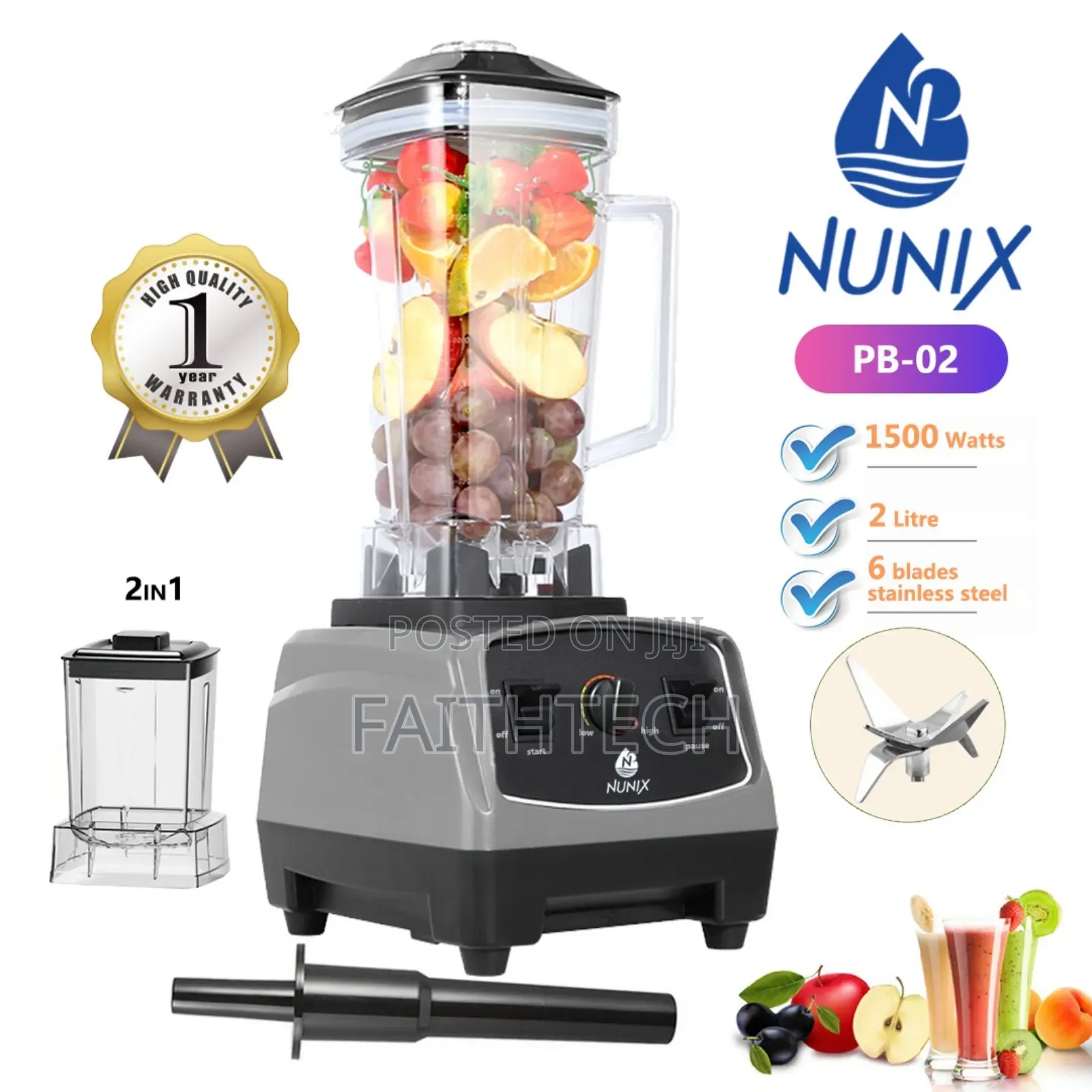 2 in 1 Nunix Commercial Blender
