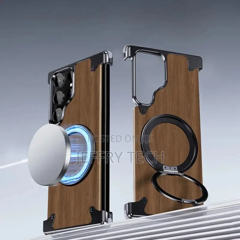 Magnetic Walnut Case for Samsung Galalxy S24 Ultra Cover Fo