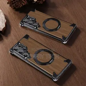 Magnetic Walnut Case for Samsung Galalxy S24 Ultra Cover Fo