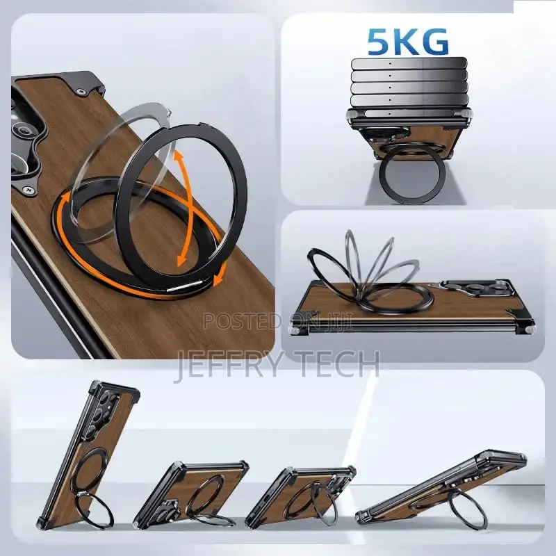 Magnetic Walnut Case for Samsung Galalxy S24 Ultra Cover Fo