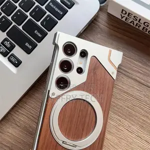 Walnut Wood Metal Case Magnetic Cover for Samsung S24 Ultra
