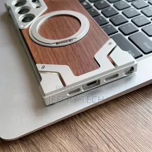 Walnut Wood Metal Case Magnetic Cover for Samsung S24 Ultra