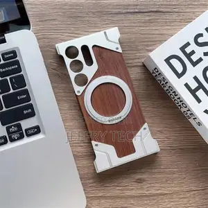 Walnut Wood Metal Case Magnetic Cover for Samsung S24 Ultra