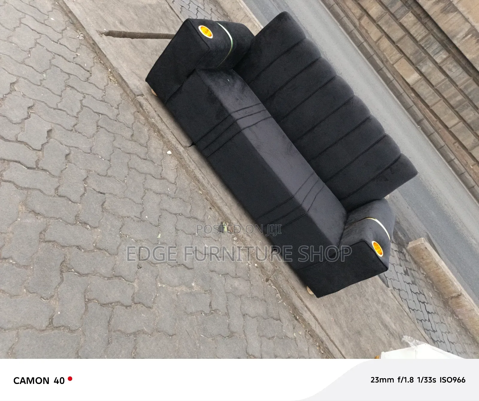 Readymade Black Three Seater Sofa Set for Sale