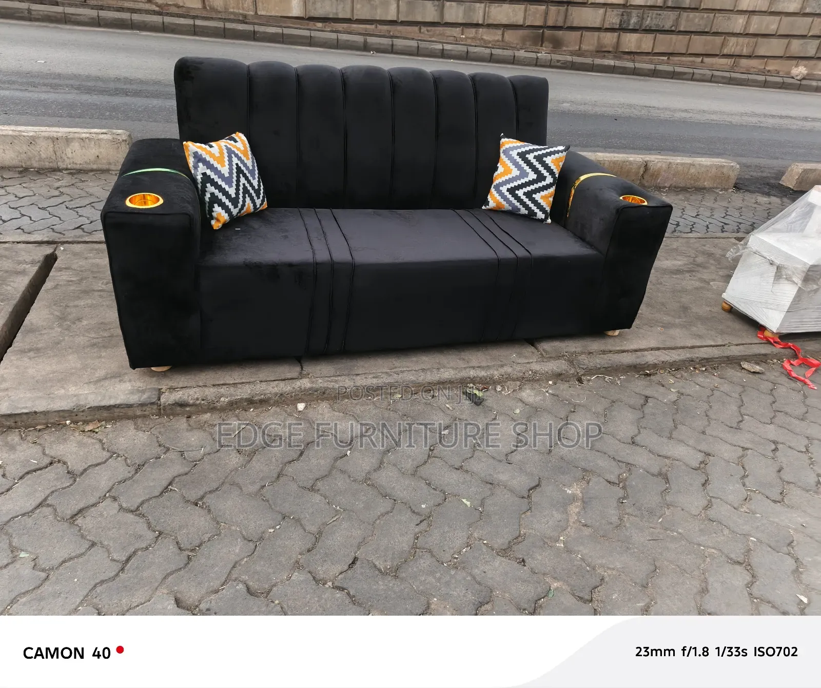 Black Three Seater Sofa Set on Sale