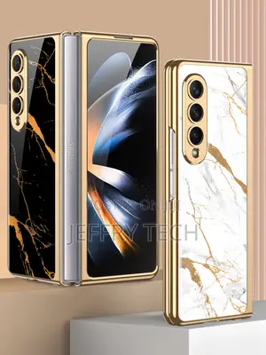 Sam Flip 6 Gold Plated Marble Pattern Cover(With Front Glass