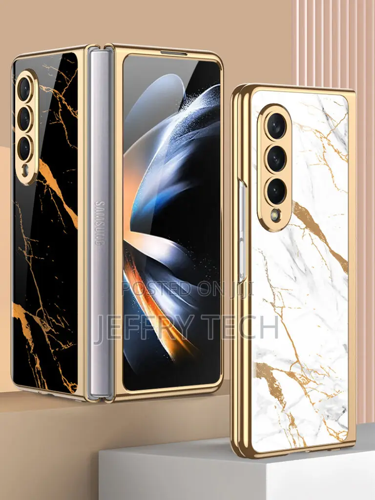 Sam Flip 6 Gold Plated Marble Pattern Cover(With Front Glass