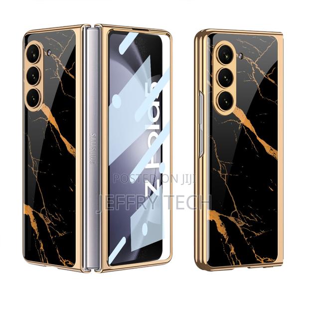 Sam Flip 6 Gold Plated Marble Pattern Cover(With Front Glass - thumbnail 3