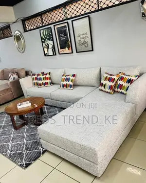 6 Seater L Seat Sofa With Free Throw Pillows